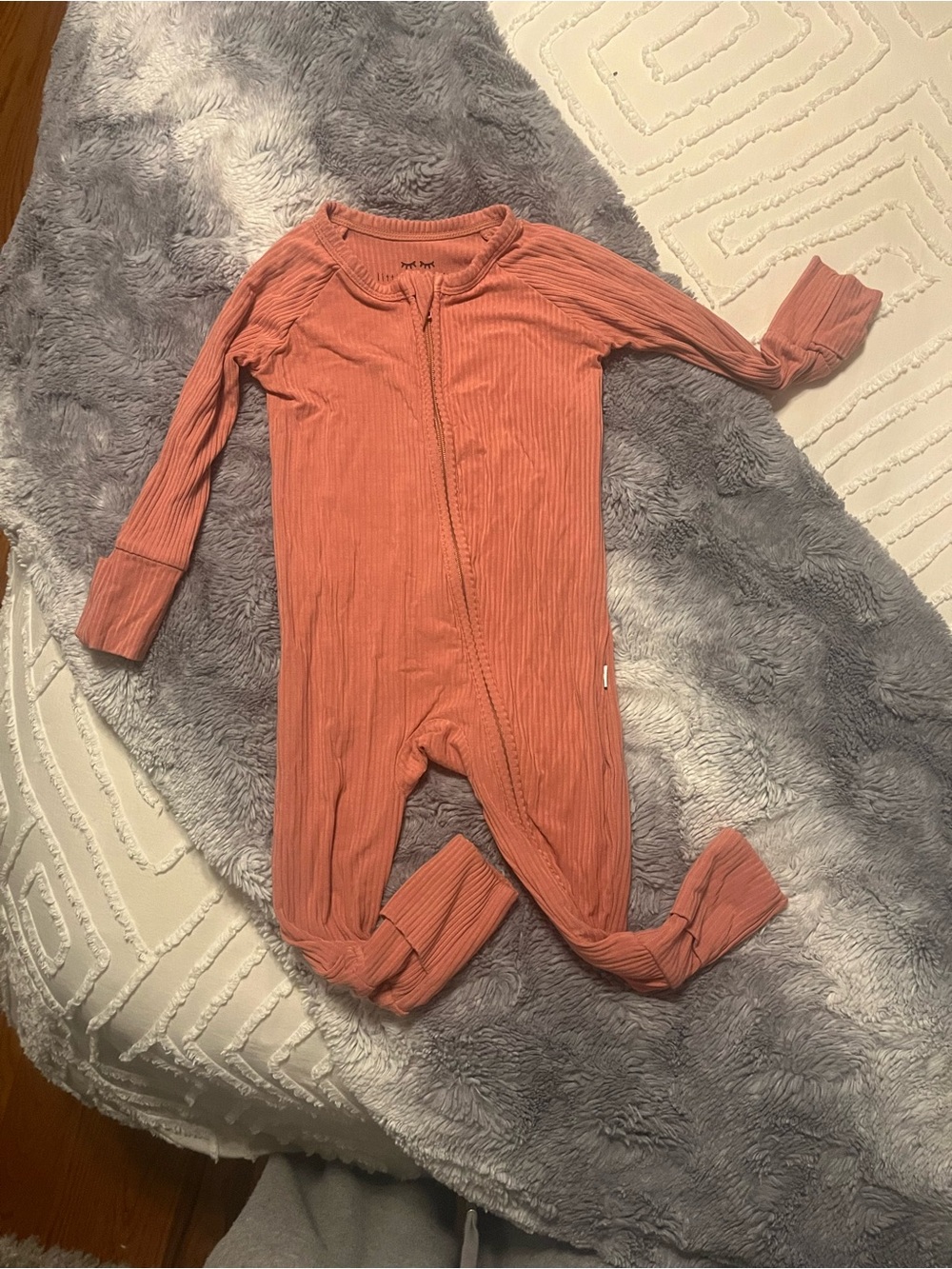 Little Sleepies Ribbed Coral Zippy